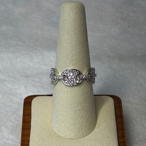 NEW Gucci Link Eternity Band Ring AAA CZ 18k White Gold Filled